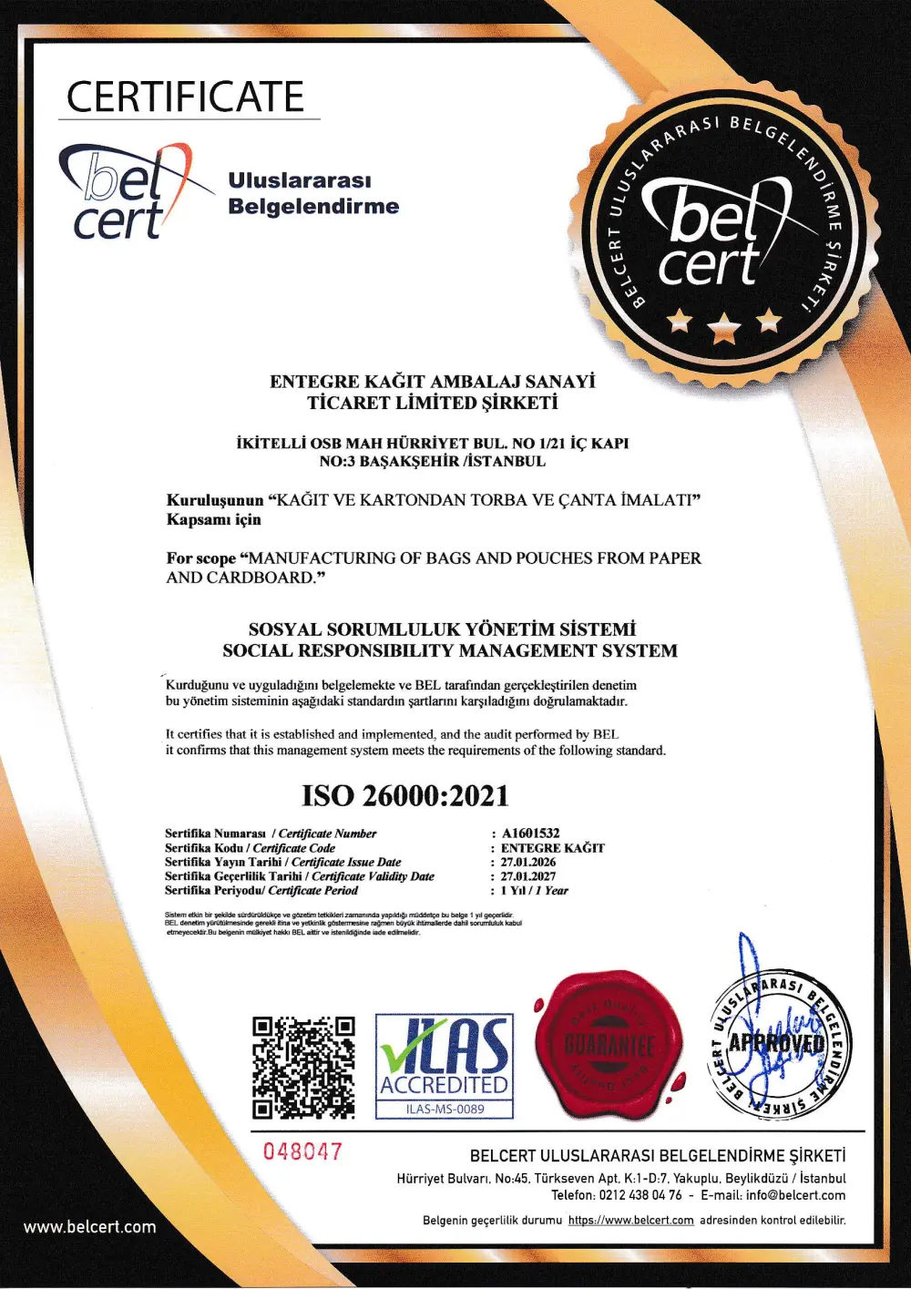 ISO 26000:2021 Soziale Verantwortung Zertifikat